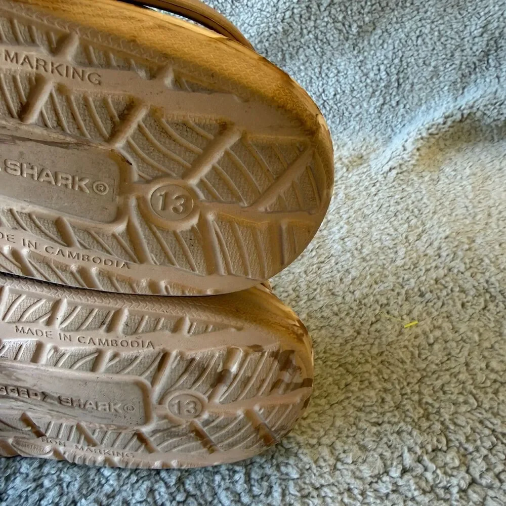 RUGGED SHARK Sandals Mens 13 Brown Marbled Slip-On Clog Comfort Floatable Beach